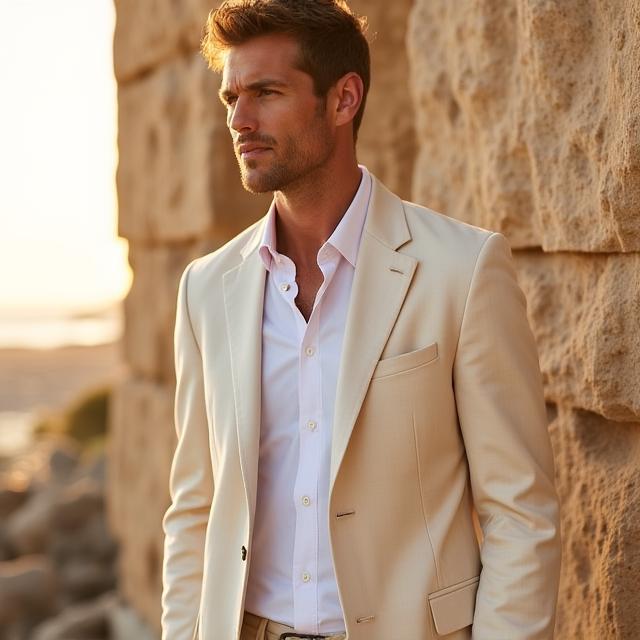 Giacca in lino beige